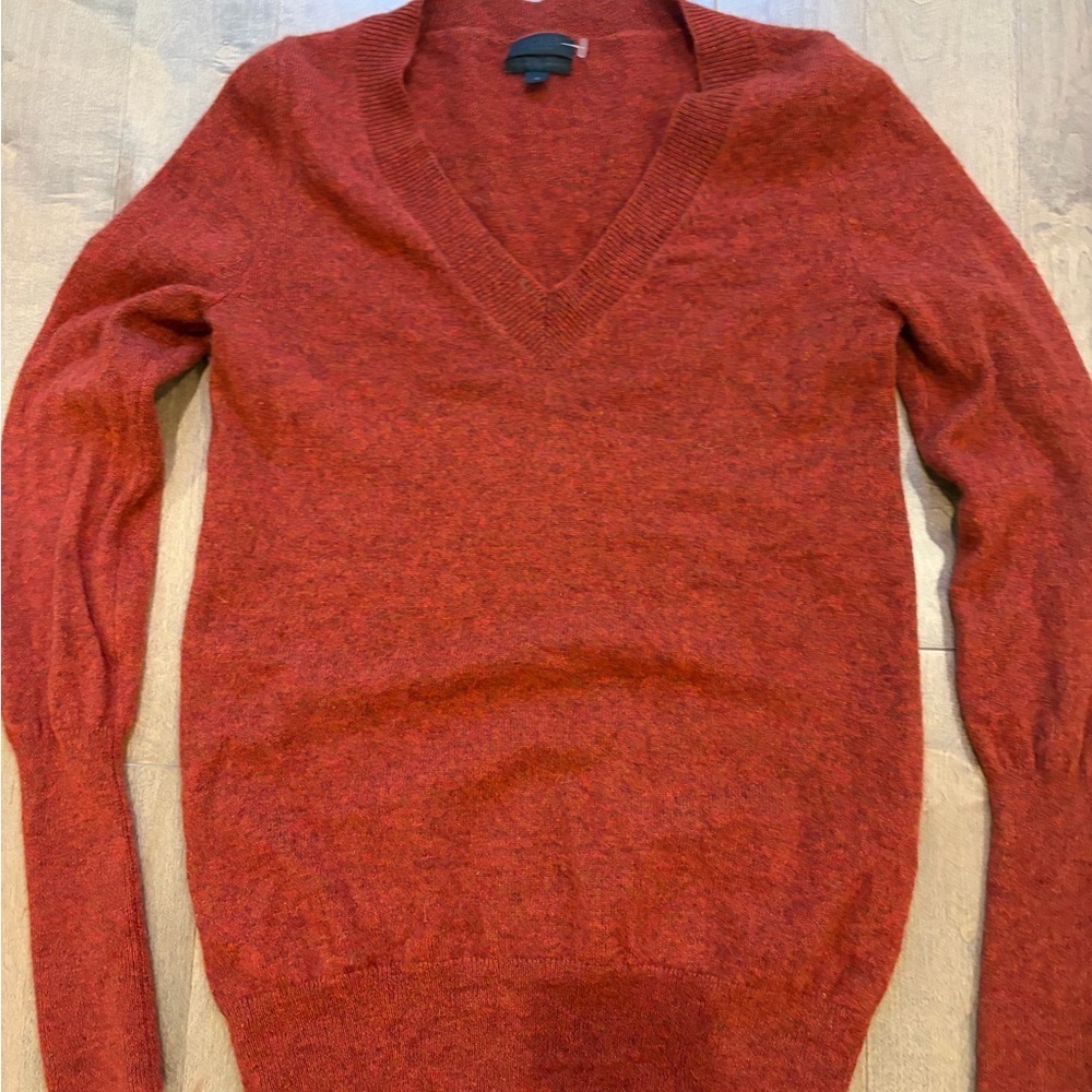 J. Crew Italian Cashmere Deep Red V-Neck Sweater